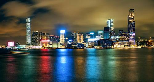 Illuminated city at night