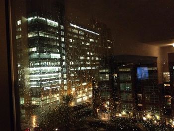 Illuminated buildings at night