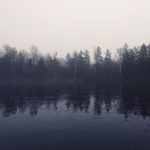 Scenic view of lake against clear sky