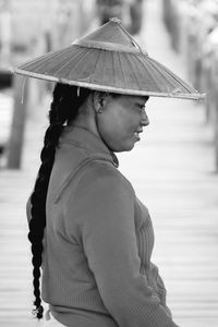 Close-up of man holding umbrella