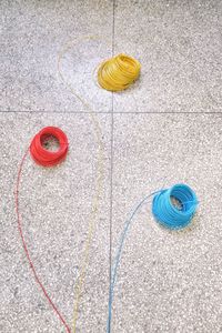High angle view of cables on cable