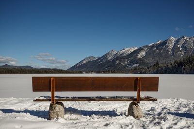 Scenic view of snow covered mountains