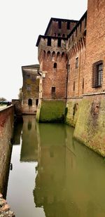 Reflection of old building in water