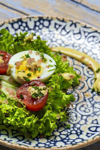 Close-up of salad served in plate