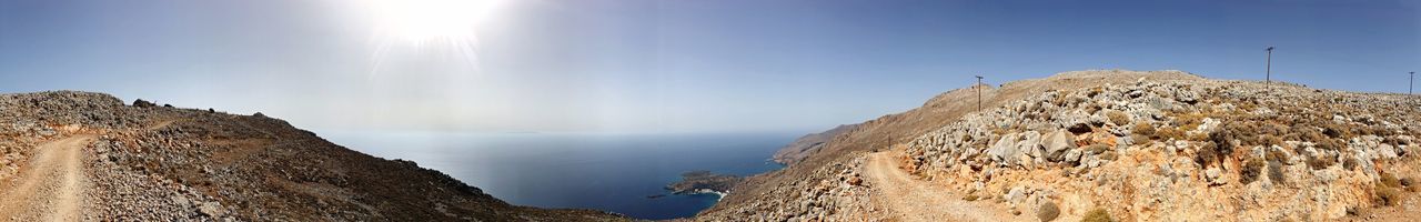 Panoramic view of sea against blue sky