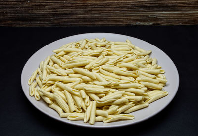 High angle view of food in plate on table