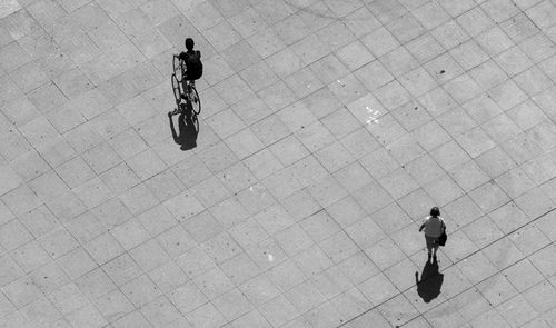 High angle of view people on footpath