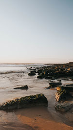 Scenic view of sea against clear sky