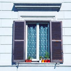 Low angle view of window on building