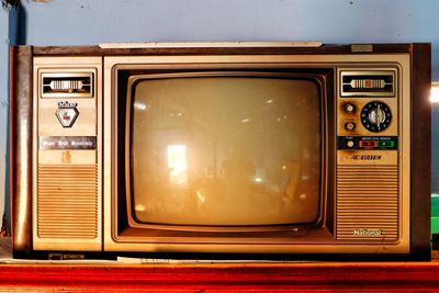 Close-up of vintage television