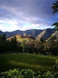 Scenic view of mountains against sky