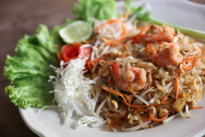 Close-up of meal served in plate on table