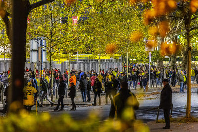 People on street in park during autumn