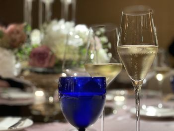 Close-up of wine glass on table