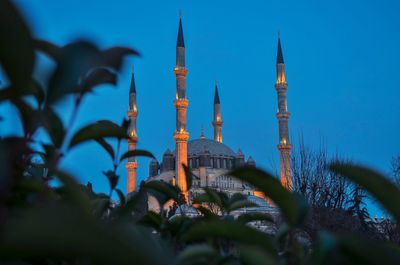 View of temple building against blue sky