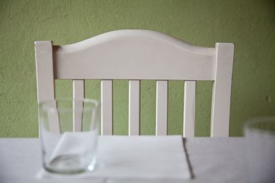 Happy white chair near table