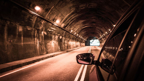 Blurred motion of illuminated tunnel