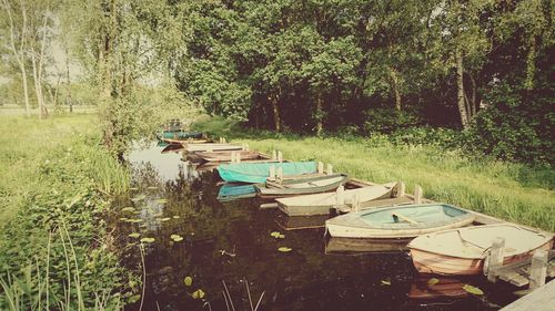 View of boat in river