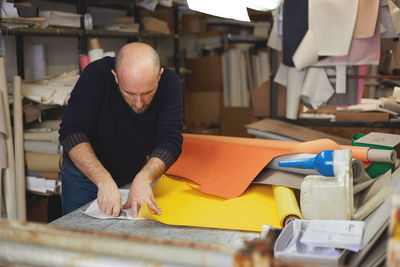 Man working on table