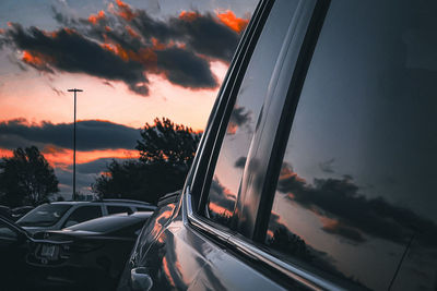 Reflection of road on car