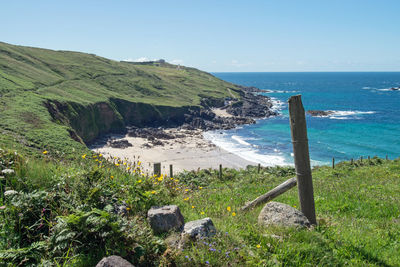 Scenic view of sea against clear sky