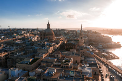 High angle view of townscape against sky