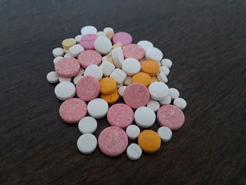 High angle view of multi colored pencils on table