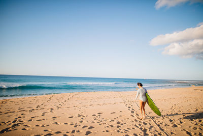 Full length of man on beach against sky