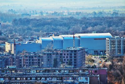 High angle view of factory