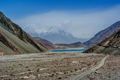 Scenic view of mountains against sky