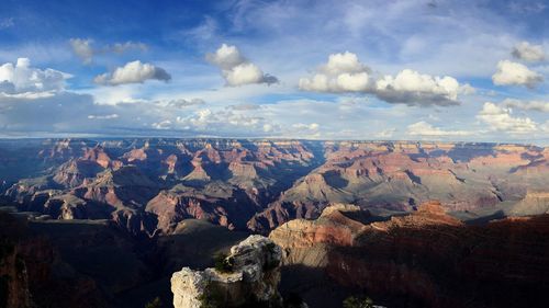 Panoramic view of rocky mountains against sky