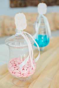 Close-up of glass jar on table