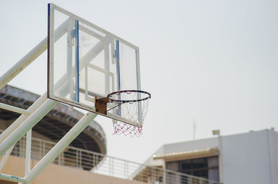 Low angle view of basketball hoop against sky