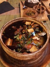 High angle view of food in bowl