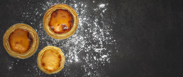 High angle view of breakfast on table