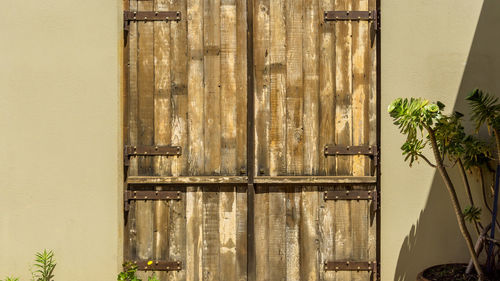 Closed door of building