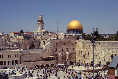 Jerusalem western wall and al-aqsa mosque view