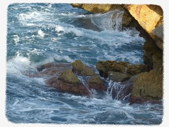 Water flowing through rocks