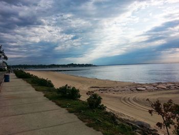 Scenic view of beach against sky