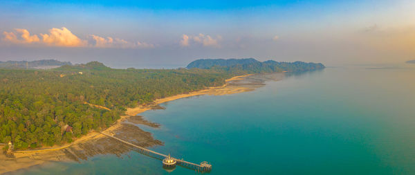 High angle view of sea against sky