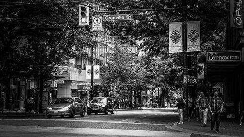 Road sign on city street