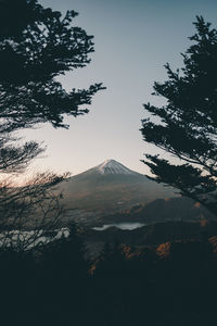 View of volcanic mountain against sky