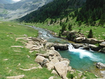 Scenic view of stream flowing through rocks