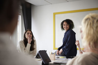 Diverse team having business meeting in conference room