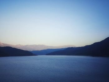 Scenic view of sea against clear sky