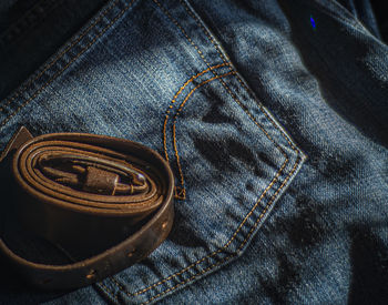 High angle view of buttons on mirror