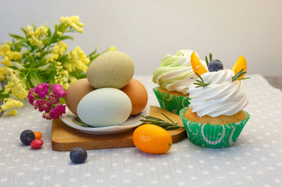 Various fruits on table