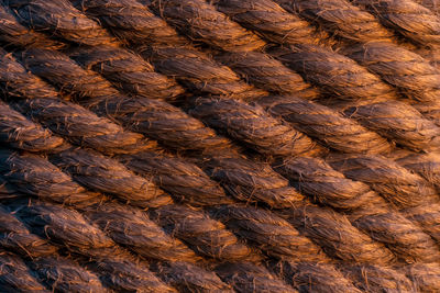 Full frame shot of ropes background. close-up.