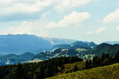 Scenic view of mountains against sky