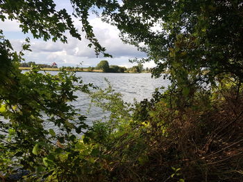 Scenic view of lake against sky